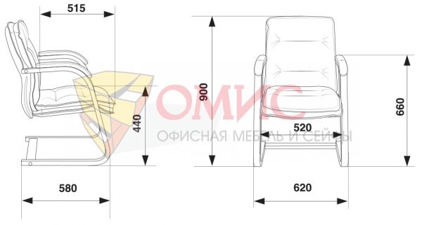 Кресло для посетителей Бюрократ T-9927WALNUT-AV